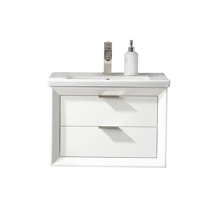 Everly Quinn Draven 24'' Wall Mounted Single Bathroom Vanity with